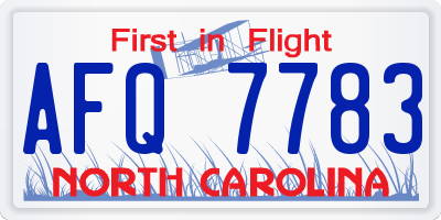 NC license plate AFQ7783