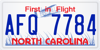 NC license plate AFQ7784