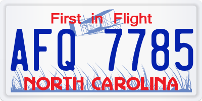 NC license plate AFQ7785