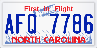 NC license plate AFQ7786