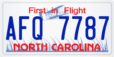 NC license plate AFQ7787