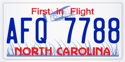 NC license plate AFQ7788