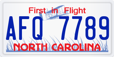 NC license plate AFQ7789
