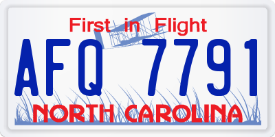 NC license plate AFQ7791