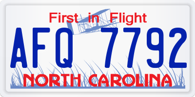 NC license plate AFQ7792
