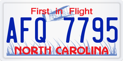 NC license plate AFQ7795