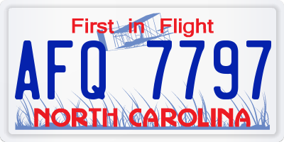 NC license plate AFQ7797