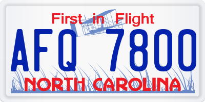 NC license plate AFQ7800