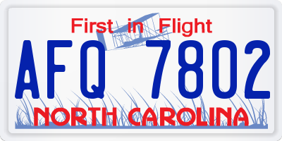 NC license plate AFQ7802