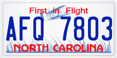 NC license plate AFQ7803