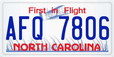NC license plate AFQ7806
