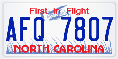 NC license plate AFQ7807