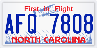 NC license plate AFQ7808