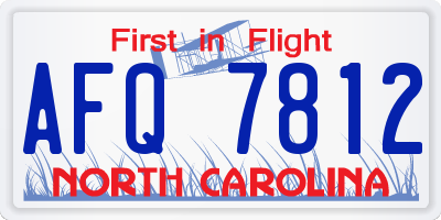 NC license plate AFQ7812