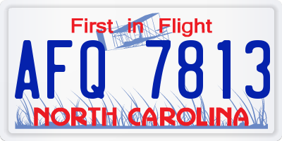 NC license plate AFQ7813