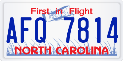 NC license plate AFQ7814