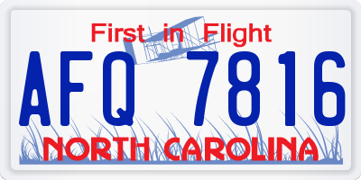 NC license plate AFQ7816
