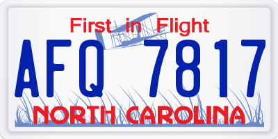 NC license plate AFQ7817