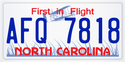 NC license plate AFQ7818