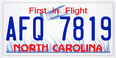 NC license plate AFQ7819