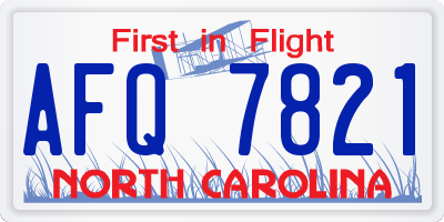 NC license plate AFQ7821