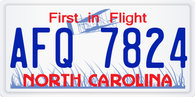 NC license plate AFQ7824