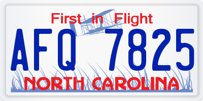 NC license plate AFQ7825