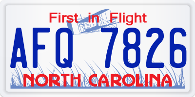 NC license plate AFQ7826