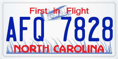 NC license plate AFQ7828