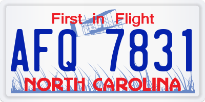 NC license plate AFQ7831