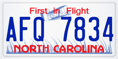 NC license plate AFQ7834