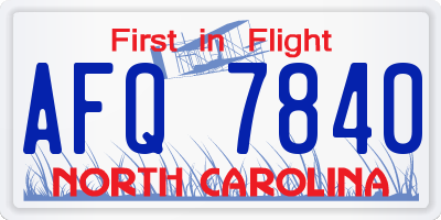 NC license plate AFQ7840