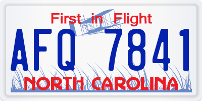 NC license plate AFQ7841