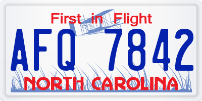 NC license plate AFQ7842