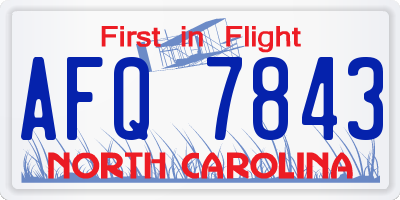 NC license plate AFQ7843