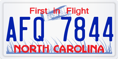NC license plate AFQ7844
