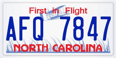 NC license plate AFQ7847