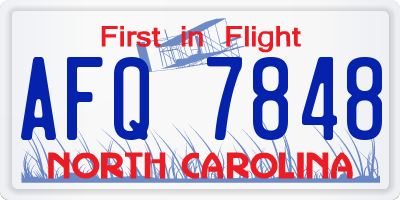NC license plate AFQ7848