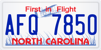 NC license plate AFQ7850