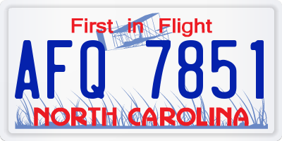 NC license plate AFQ7851