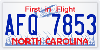 NC license plate AFQ7853