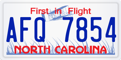 NC license plate AFQ7854