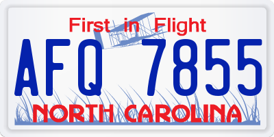 NC license plate AFQ7855