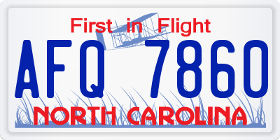 NC license plate AFQ7860
