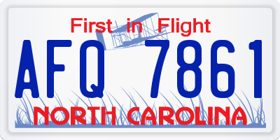 NC license plate AFQ7861