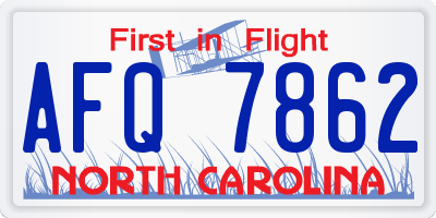 NC license plate AFQ7862