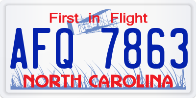 NC license plate AFQ7863