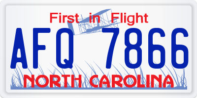 NC license plate AFQ7866