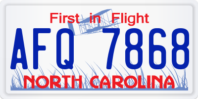 NC license plate AFQ7868