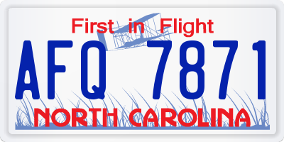 NC license plate AFQ7871
